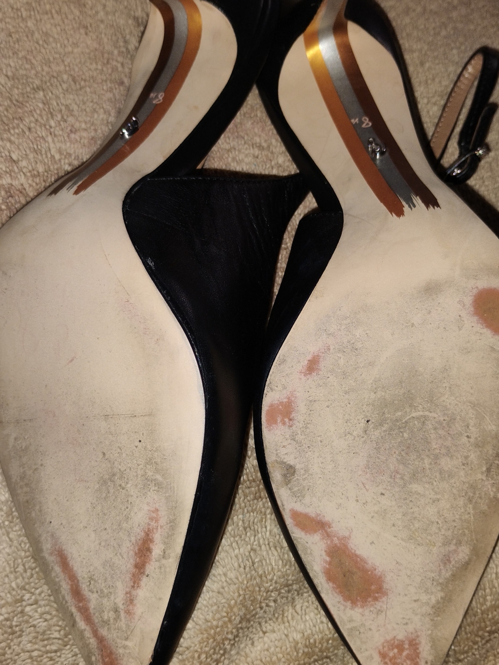Sam Edelman Black Leather Pointed Toe Slingback Heels - Picture 5 of 14